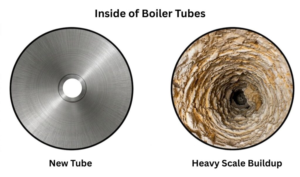 industrial boiler tube scale buildup vs clean tube heat transfer efficiency Pakistan