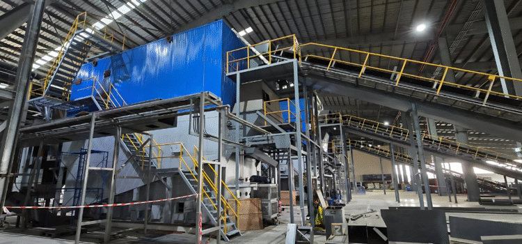 Biomass plant with modern industrial equipment for sustainable energy production