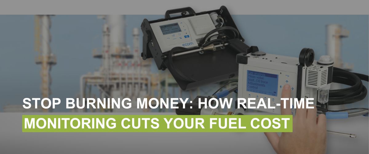 Flue gas analyzer measuring stack emissions for real-time monitoring to reduce boiler fuel costs